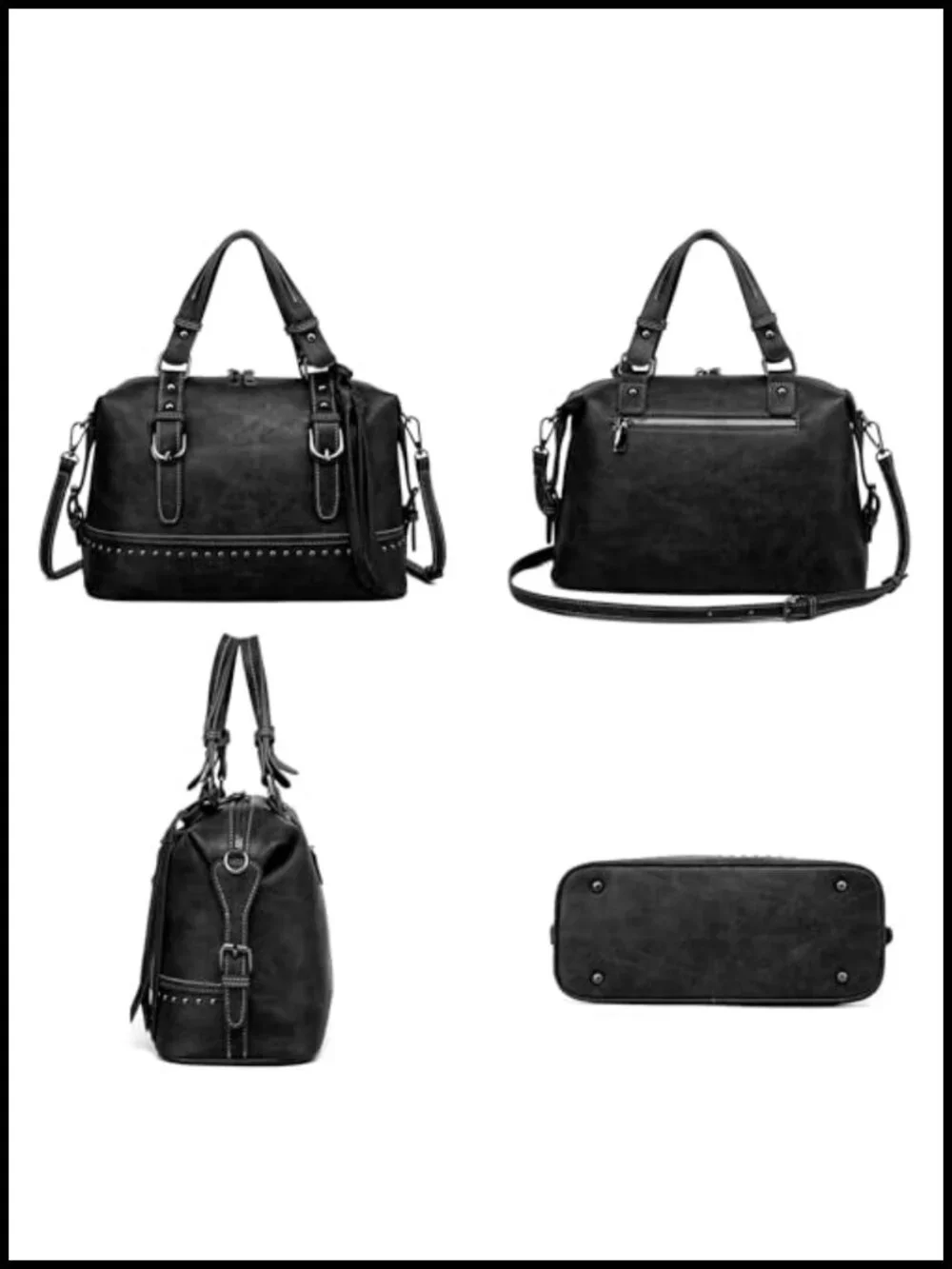 Vintage Faux Leather Satchel Crossbody Bag Adjustable Strap Doctor Purse